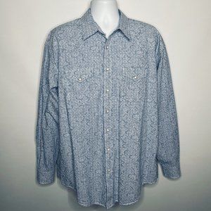 Panhandle Slim Rough Stock Blue White Check Paisley Pearl Snap Western S…