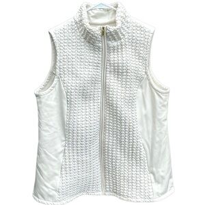 Like new Susan Graver Popcorn Quilted Zip Front Vest Ivory Size 2X