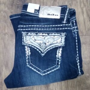 Grace in LA NWT Women's Jeans 27 Bootcut Embellished Rhinestones