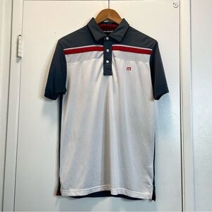 Travis Mathew Golf Polo Shirt Men Size S black White Red Athletic Collared