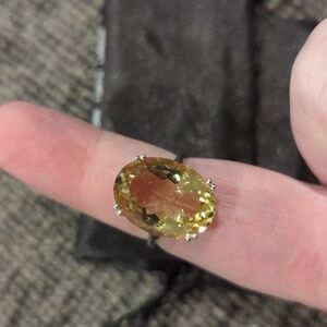 NEW Sigal Sterling silver oval citrine gem ring size 7