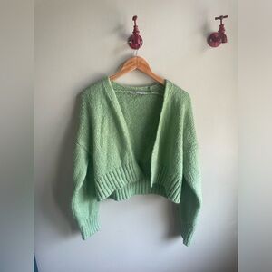 ZARA || Mint Green Cropped Cardigan Size Medium