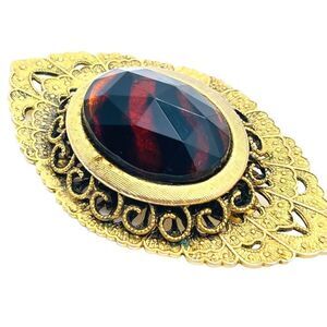 Freirich Diamond Shaped Goldtone Brooch