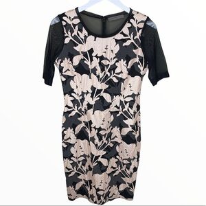 D.EXTERIOR Floral Print Cocktail Dress Black/Blush Pink Size Medium (42)