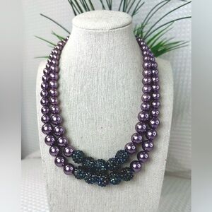 💜Double Strand Purple & Confetti Bead Necklace