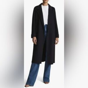 New Reiss Elise Wool Belted Coat in Navy Size 10