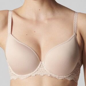 SIMONE PERELE Caresse 3D Plunge T-Shirt Bra Peau Rose