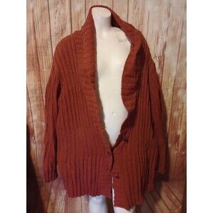 Rt 66 Burgundy Heather Long Sleeve Vneck Button Up Cardigan Sz 3X