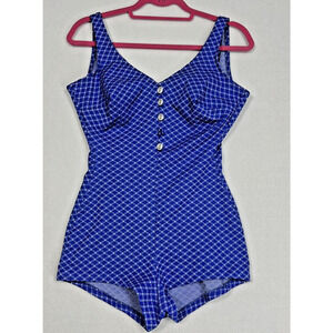 Vintage 60s Bathing Suit Size Medium One Piece Swimsuit Patriotic Pinup Issues