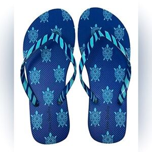 Vera Bradley sea tortoise blue flip flops SZ 7-8