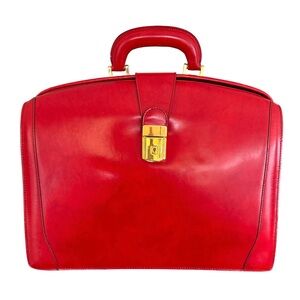 Pratesi Firenze Radica Range Brunelleschi Red Calf Leather Laptop Bag Briefcase