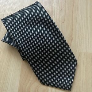 Ermenegildo Zegna men’s black silver silk tie