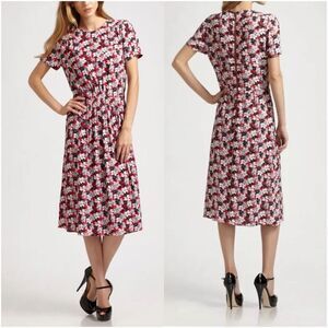 JOSEPH Freja Floral Print Crepe Dress Medium