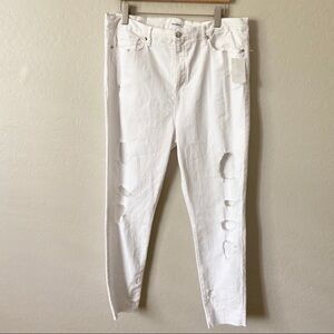 NWT Good American Good Legs White distressed stretch skinny jeans