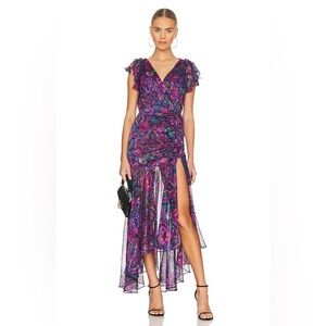 Misa LA Colette Midi Flora Electric Purple and Pink Dress Multiple Sizes New!