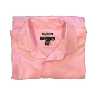 PRONTO UOMO 18.5” no iron classic fit pink shirt with woven print to pattern