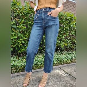 Judy Blue High Waist Crop Straight Leg Dark Denim Jeans Size 28