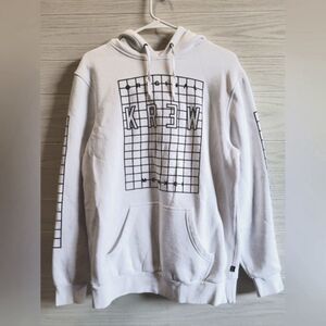 KR3W Sweatshirt KREW Hoodie Streetwear Lock Grid White Size Large