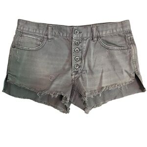 Free People Runaway Denim Button Fly Cut Off Shorts Size 27 Dusty Grey