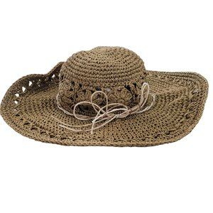 Route 66 Boho Festival Packable Floppy Straw Sun Hat Retro Hippie Y2K