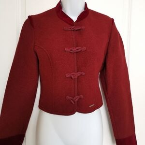 Vintage 90s GEIGER wool jacket wine red small excellent condition!!