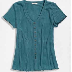 Maurices Solid Button Front Ribbed Shirt