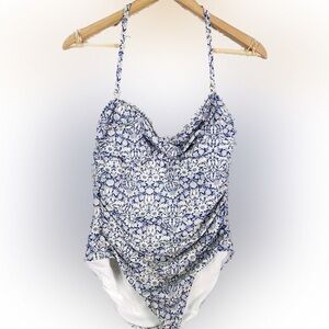 Athena blue and white floral one piece swimsuit - size large