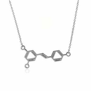 Resveratrol Wine Molecule Pendant Necklace in Silver