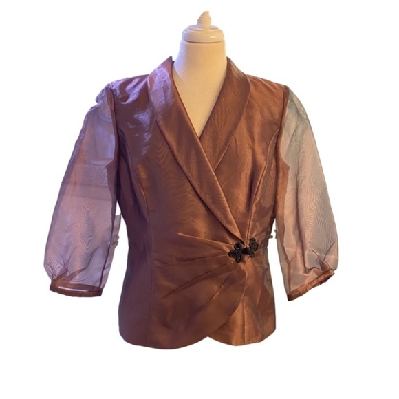 ALEX Evenings Purple Sheer Dress Jacket Size L - Picture 1 of 3