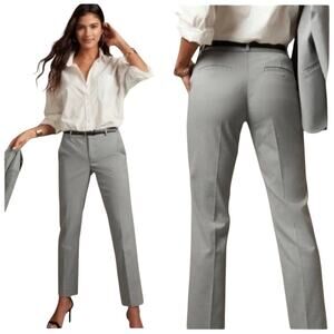 Banana Republic Women Martin Fit Ankle Pants 14P Gray Crop Dressy Chino Stretch