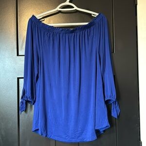 🎃 Cable &Gauge Cobalt Blue Off the Shoulder 3/4 Sleeve Blouse