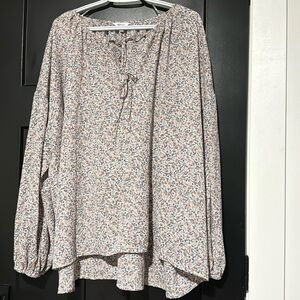 Reitmans Cream Color Ditsy Print with Pink and Blue Floral detail Plus Size