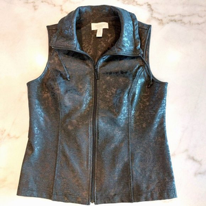 Chico's Weekends Black Vest Sleeveless Full‎ Zip Jacket Size 0 (8 - Medium)