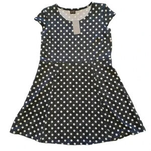 Vamp By Laura Blue  White Polka Dot Short Sleeve Mini Dress Size Large