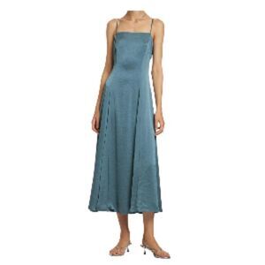 Theory Crush Satin Midi Dress Seafoam 2 NWT