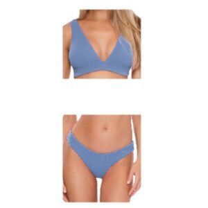 Becca by Rebecca Virtue Bonita Halter Bikini Swimsuit Blue Mist Large NWT