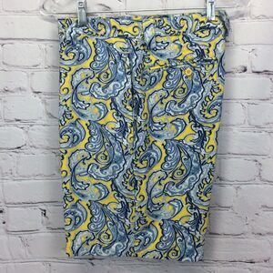 Liquid Flow Shorts Mens Size 30 Blue/Yellow Paisley Athleisure Golf Travel Beach