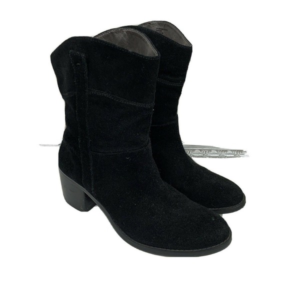 ADRIENNE VITTADINI Women’s Size 8.5 Fonzie Black Suede Ankle Boots Booties - Picture 1 of 9