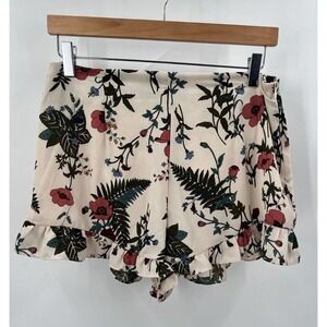 Nixon Asked Cash Womens Size Large Multicolor Floral Shorts Pull-On Ruffled Hem