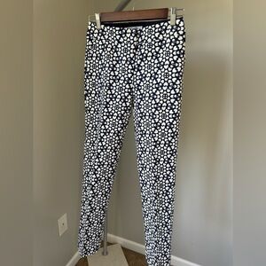 Boden Women's Blue & White Heart Print Stretch Chino Flat Front Cropped Pants 2P