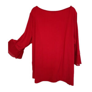 PLUS size Red Long sleeve  jersey tunic top pleated Tulip sleeve size 3x