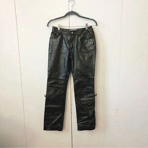 GAP Y2K Low Rise 100% Black Leather Boot Cut Pants Women's Size 0