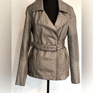 Black Swan Faux Leather Belted Moto Jacket