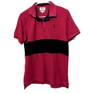 Bexley Polo Shirt Mens L Rugby Stripe Red Black Cotton Coupe Ajustee