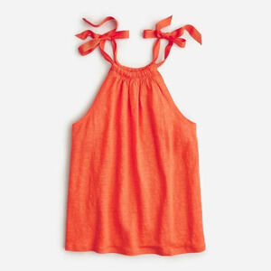 J. Crew Bow-tie linen tank top Orange Size XL