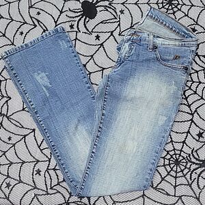 Bebina Distressed Stretchy Demin Blue Jeans Junior's Size 7