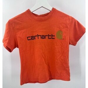 Carhartt Kids 4-5 Size XS Logo Orange T-Shirt Crewneck Short Sleeves 100% Cotton