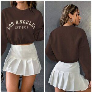 SHEIN EZwear Los Angeles Drop Shoulder Short Casual Hoodie