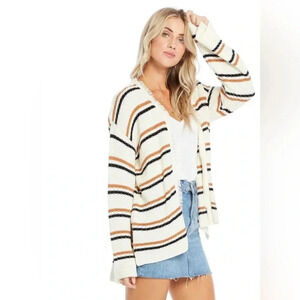 Saltwater Luxe Open Fringe Bell Sleeve Cardigan