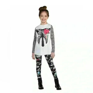 BNWT Kids' Dark Side Punk Zombie Ribs Long Sleeve Shirt  Graffiti Leggings 2 pcs